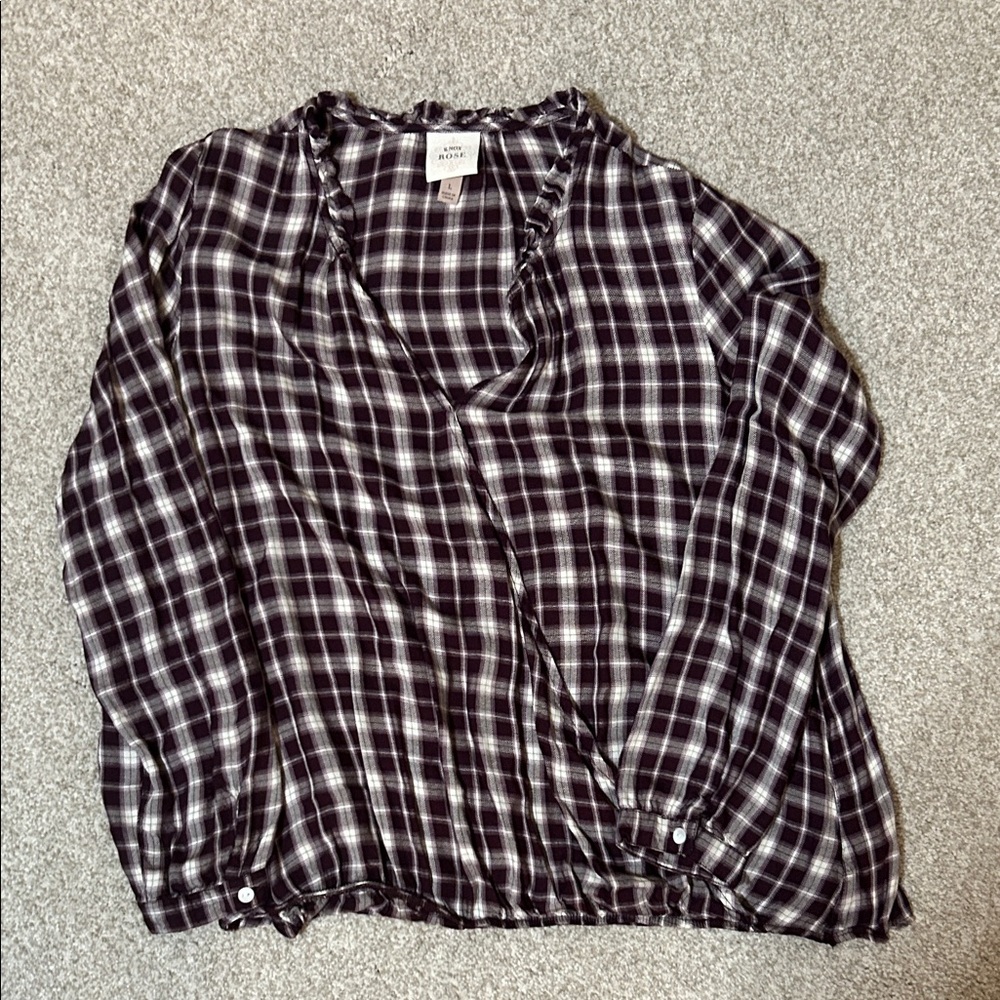 H&M Black and White Checkered Blouse